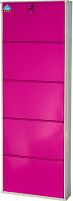 

Delite Kom 24 Inches wide Five Door Powder Coated Wall Mounted Metallic Ivory Pink Metal Shoe Rack(Pink, 5 Shelves)