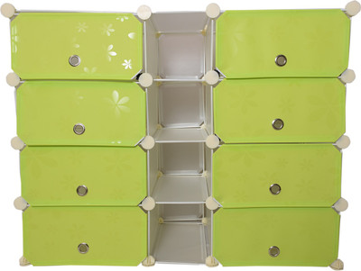 

Chrome Plastic Collapsible Shoe Stand(Green, 8 Shelves)