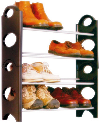 Caryn Metal Collapsible Shoe Stand(Black, 4 Shelves, DIY(Do-It-Yourself))