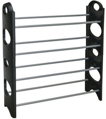 

Jigi & Joons Steel, Plastic Collapsible Shoe Stand(Black, 4 Shelves)