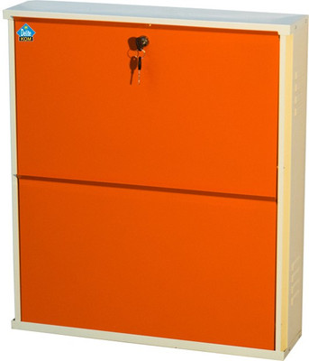 

Delite Kom 24 Inches wide Two Door Powder Coated Wall Mounted Metallic Ivory Orange Metal Shoe Rack(Orange, 2 Shelves)