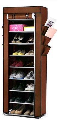 Pindia Fancy 10 Layer Brown Shoe Rack Organizer Polyester Collapsible Shoe Stand(Brown, 10 Shelves) available at flipkart for Rs.1499