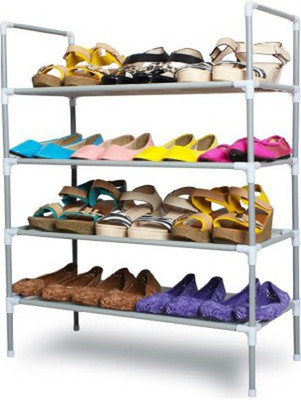 

Evana Stainless Steel Collapsible Shoe Stand(Silver, 4 Shelves)