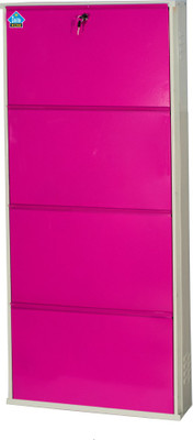 Delite Kom 24 Inches wide Infinity Four Door Powder Coated Wall Mounted Metallic Ivory Pink Metal Shoe Rack(Pink, 4 Shelves, DIY(Do-It-Yourself)) Delite Kom 24 Inches wide Infinity Four Door Powder Coated Wall Mounted Metallic Ivory Pink Metal Shoe Rack(Pink, 4 Shelves, DIY(Do-It-Yourself))