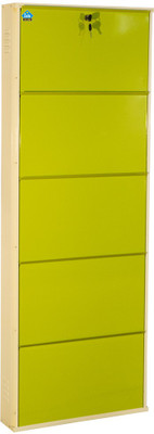 

Delite Kom 24 Inches wide Five Door Powder Coated Wall Mounted Metallic Ivory Green Metal Shoe Rack(Green, 5 Shelves)