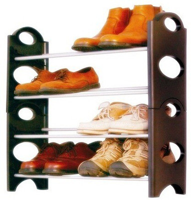 

Jigi & Joons Polypropylene, Steel Collapsible Shoe Stand(Black, 4 Shelves)