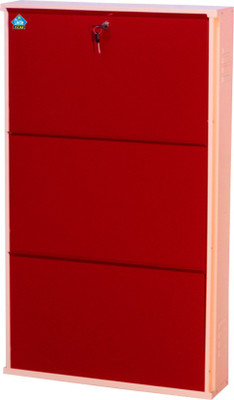 Delite Kom 24 Inches wide Three Door Powder Coated Wall Mounted Metallic Ivory Brick Red Metal Shoe Rack(Red, 3 Shelves) available at flipkart for Rs.4554