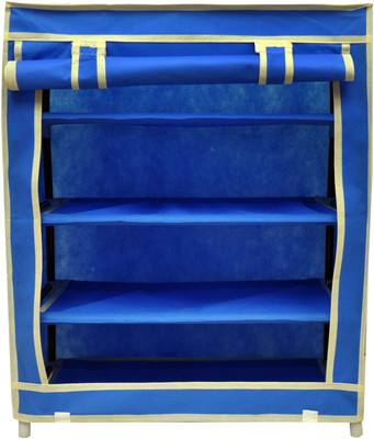 

Solace Carbon Steel, Synthetic Fiber Collapsible Shoe Stand(Blue, 4 Shelves)