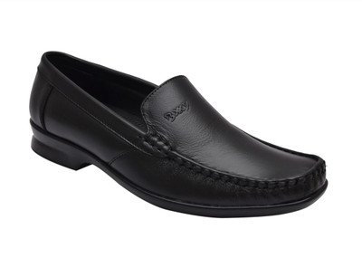 

Bxxy Black Genuine Leather Slip On Shoes For Men(Black