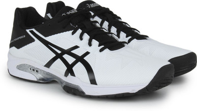 

Asics GEL-Solution Speed 3 Men Tennis Shoes For Men(Black, Silver, White, White/black/silver
