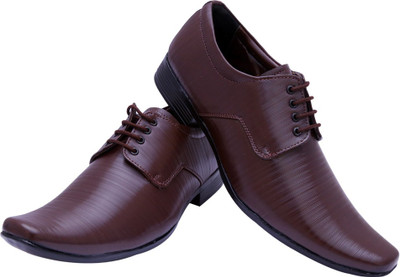 

Bxxy Brown Faux Leather Lace Up Shoes For Men(Brown