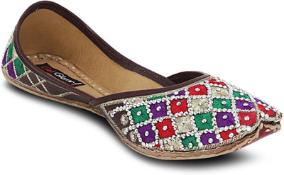 

Get Glamr Designer Mojaris For Women(Multicolor, Brown
