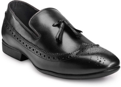 

Teakwood Slipons Brogues For Men(Black