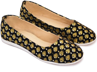 

Myra Peacock feather Bellies For Women(Black, Gold)