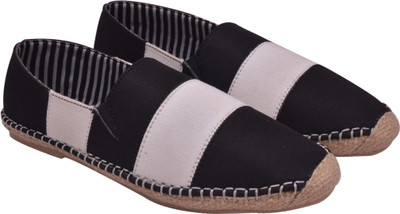 

Hirel's Black & White Espredilles Loafers Loafers For Men(Black, White