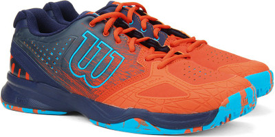 

Wilson KAOS COMP Tennis Shoes For Men(Blue, Orange, Rd/navy wil/scub