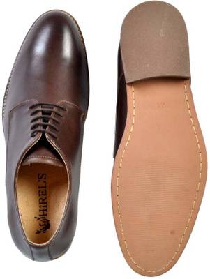 Hirel's Brown Leather Derby Lace Up Shoes