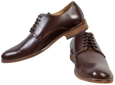 Hirel's Brown Leather Derby Lace Up Shoes