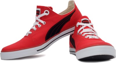 puma unisex red black limnos cat canvas shoes