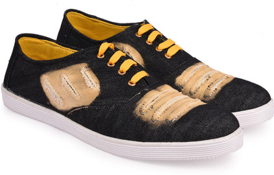 

True Soles Men's Black Denim Sneakers For Men(Black