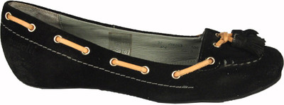 

Salt N Pepper 306 Gloria Suede Black Boat Shoes For Women(Black, Black suede