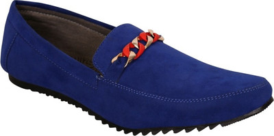 

Oora Blue Suede Loafers For Men(Blue)