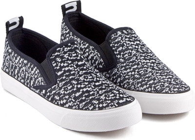 

DeVEE Oxdans Platform Black Canvas Shoes For Women(Black, White