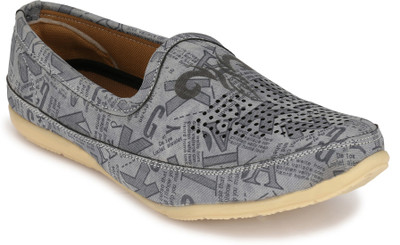 

Knoos Newspaper Print Loafers For Men(Blue