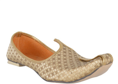 

DFR Golden With Golden Checks Jutis For Men(Gold, 03 gold