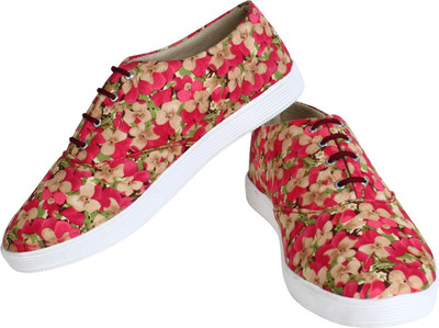 

Tryfeet Flower Print Sneakers For Women(Multicolor, Red;white