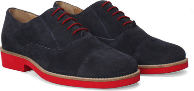 

Bare Skin ROYAL BLUE SUEDE LEATHER OXFORD SHOES BY BARESKIN Lace Up For Men(Blue, Red