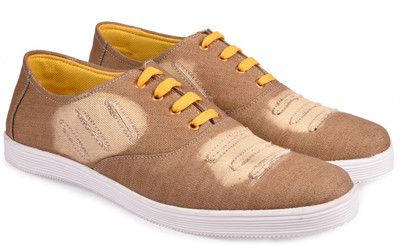 

True Soles Men's Beige Denim Canvas Shoes For Men(Beige, Tan