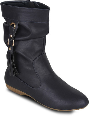 

Get Glamr Traula Zipper Boots For Women(Black, Blue