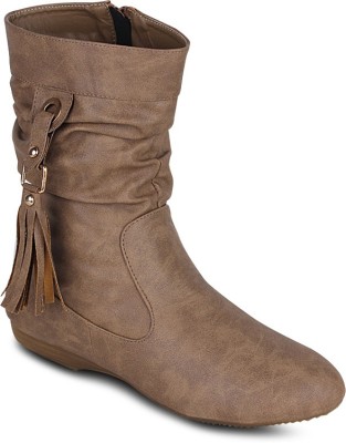 

Get Glamr Traula Zipper Boots For Women(Beige)