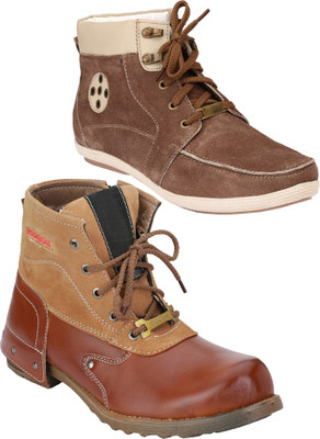 Rocozo Hunk Boots with Rz Ankle Boots For Men(Tan, Brown