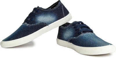 

Feather Leather Denim Men Casual Loafers For Men(Blue