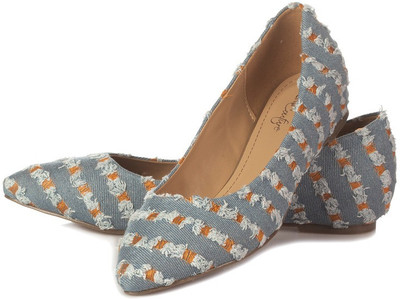 Vero Couture Ripped Stripe Bellies For Women(Blue, Denim-orange