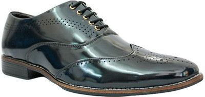 

Promenade Patent Blue Lace Up Shoes For Men(Blue, Black