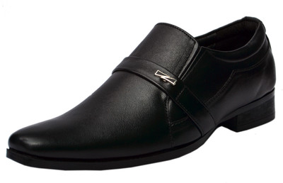 

Molessi Black Genuine Leather Formal Slip On Shoes For Men(Black, 04;black