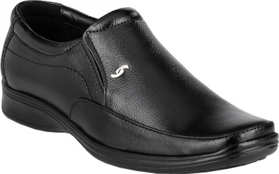 

LeatherKraft Genuine Slip On Shoes For Men(Black