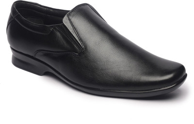 

Feather Leather Genuine Black Slip On Shoes For Men(Black