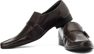 

Franco Leone Genuine Leather Slip On Shoes For Men(Brown