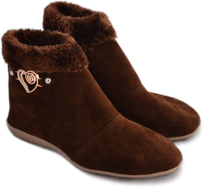 Myra Party Wear Boots For Women(Brown)