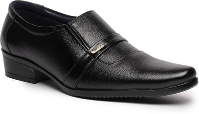 

Feather Leather Genuine Leather Black Formal Shoes 033 Slip On Shoes For Men(Black)