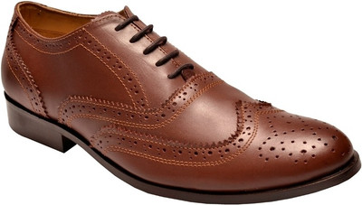

Hirel's Mens Leather Brogues Lace Up Shoes For Men(Brown, Brown001
