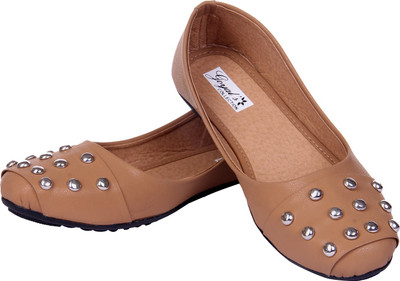 Goyal Tan Stud Bellies For Women(Tan