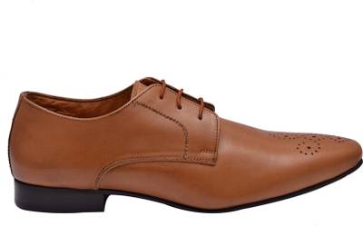 Hirel's Mens Tan Leather Derby Lace Up Shoes