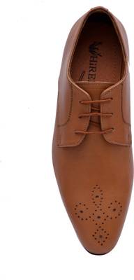 Hirel's Mens Tan Leather Derby Lace Up Shoes