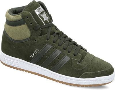 

ADIDAS ORIGINALS TOP TEN HI Mid Ankle Sneakers For Men(Green, Ngtcar/ngtcar/olicar