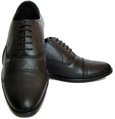 ASM Black Leather Oxford Shoes Lace Up